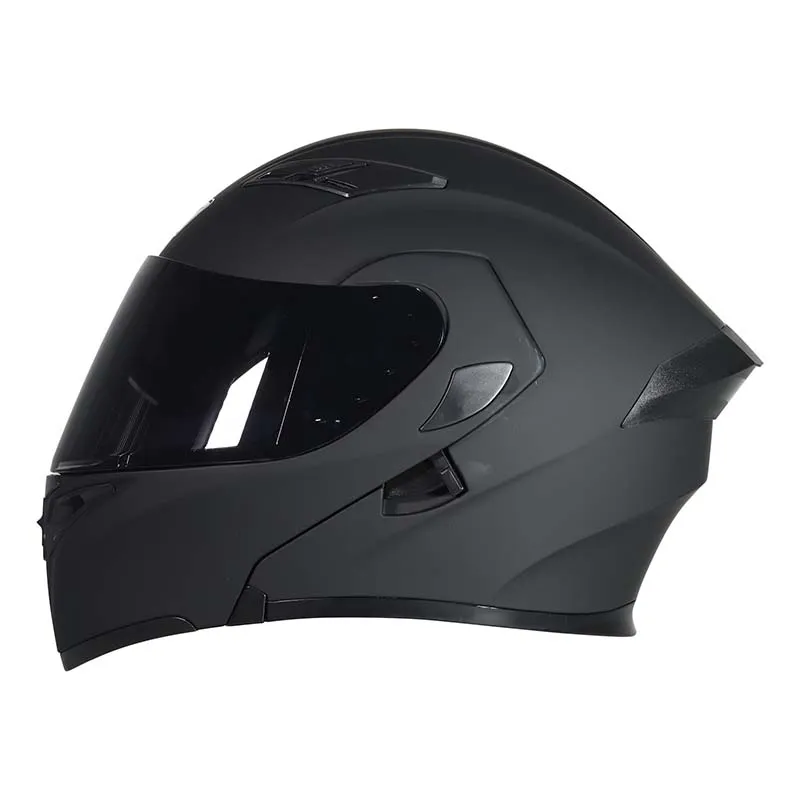 [G174] CASCO R7 ABATIBLE UNSCARRED NEGRO MATE CON LED XXL