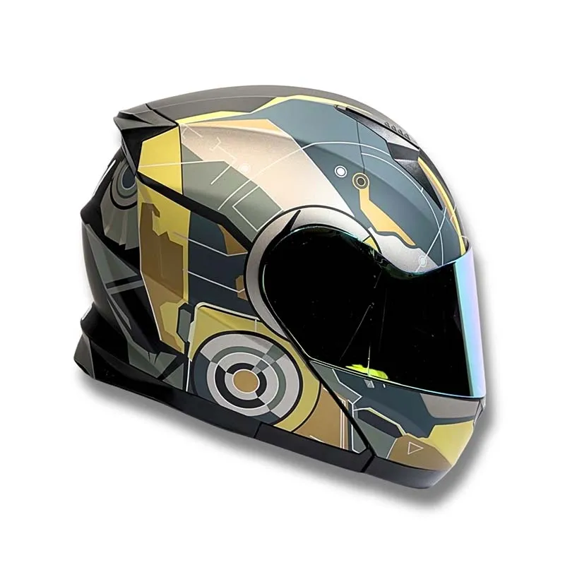 [V800] CASCO 2W ABATIBLE PATRIOT NEGRO DORADO MATE XXL