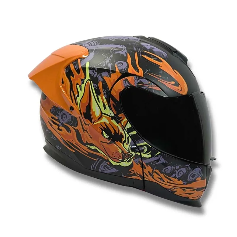 CASCO 2W ABATIBLE XOLO NEGRO NARANJA XXL